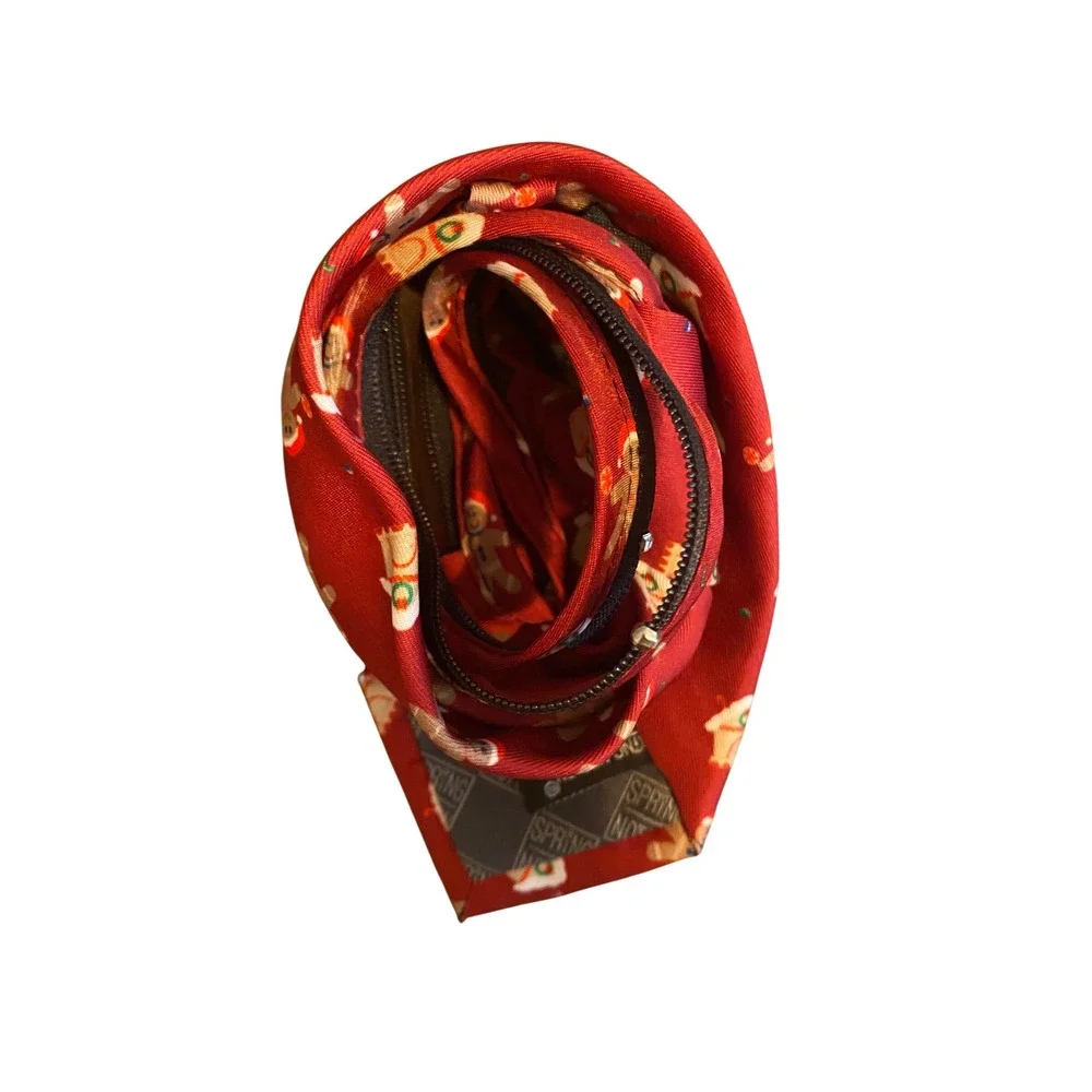 Spring Notion Boys Red Gingerbread‎ Man Christmas Zipper Tie Holiday Size L
